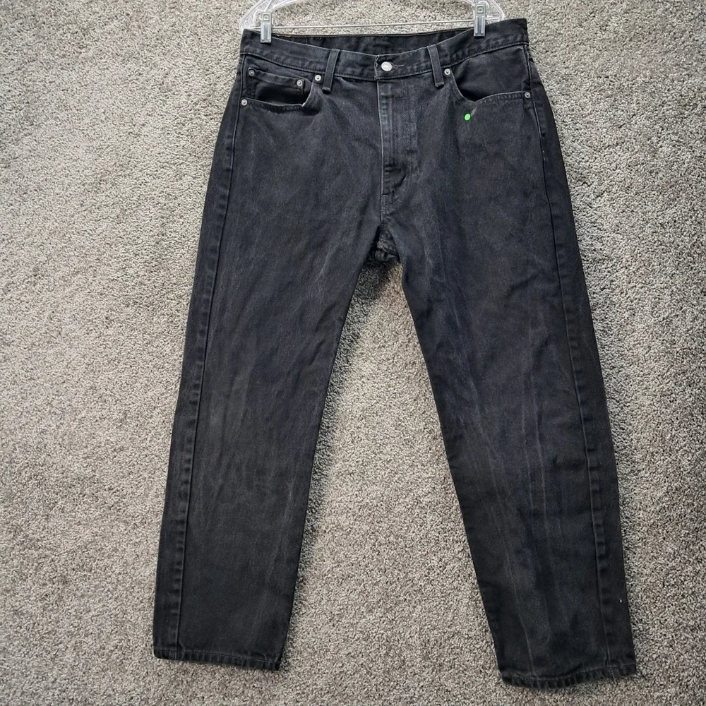 Levis 505 Regular Fit Jeans Mens‎ 38x30 Faded Black Straight Leg Denim Pants